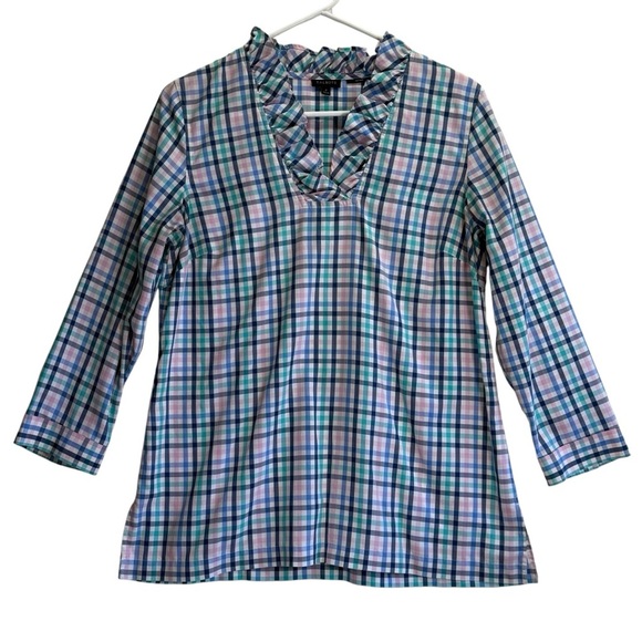 Talbots Blue and Pink Plaid Shirt. Size 4 - Picture 12 of 12